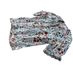 Olivia James The Label Floral Top $187 Size XS Blouse Cotton Contrast Stitch
